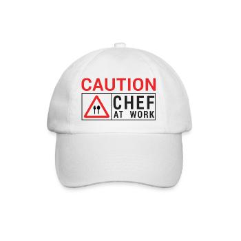 Cuisinier / Chef: Mise en garde - Chef au travail. - Casquette classique - blanc/blanc - Devant