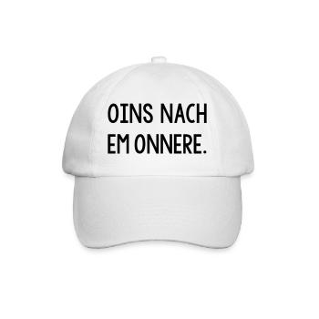 Oins nach em onnere Badisch Dialekt - Baseballkappe - Weiß/Weiß - Vorne