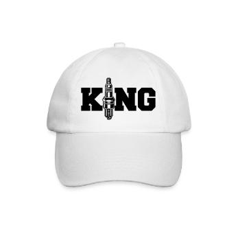 Zündkerze King - Auto Motorrad Reparatur -König - Baseballkappe - Weiß/Weiß - Vorne