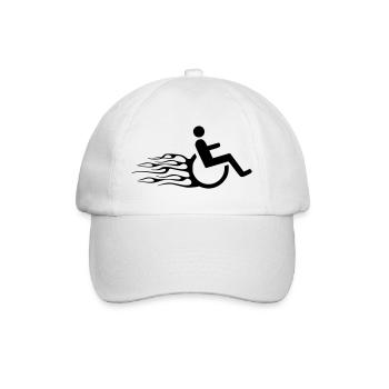 Rollstuhlfahrer mit Flammen # - Baseballkappe - Weiß/Weiß - Vorne