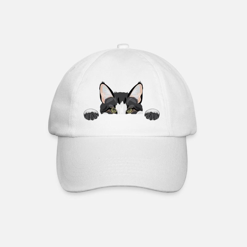 Peeping funny cat - Baseball Cap - white/white