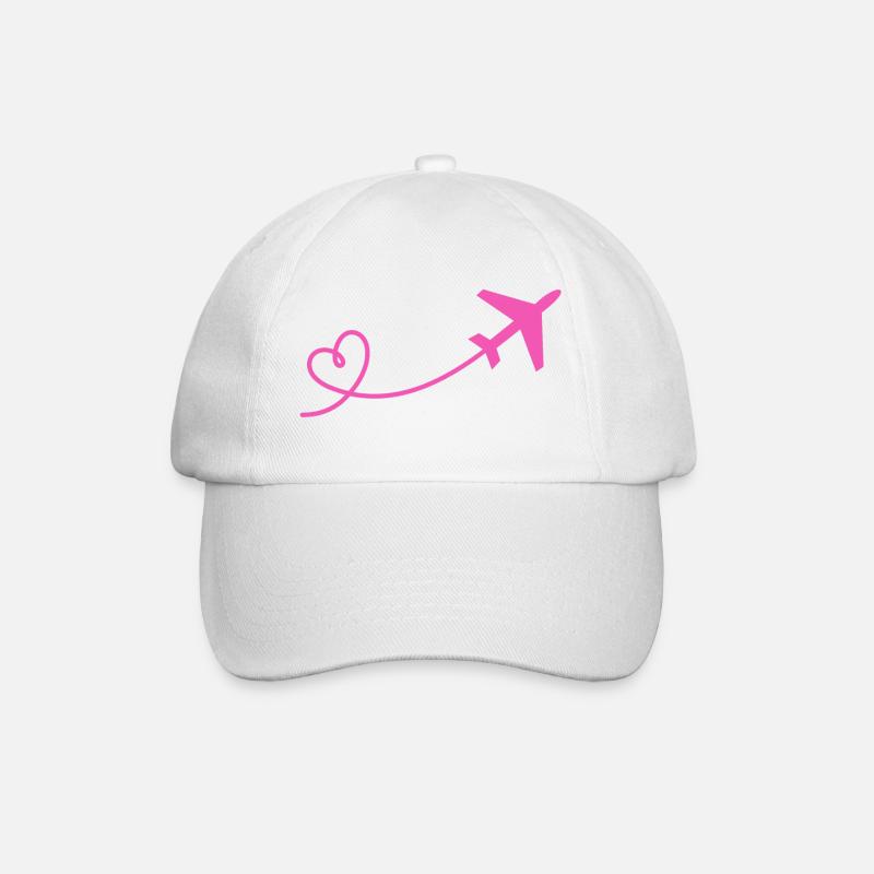 Flyer avion avec coeur en rose - Casquette classique - blanc/blanc