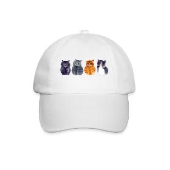 4 cats - Baseball Cap - white/white - Front