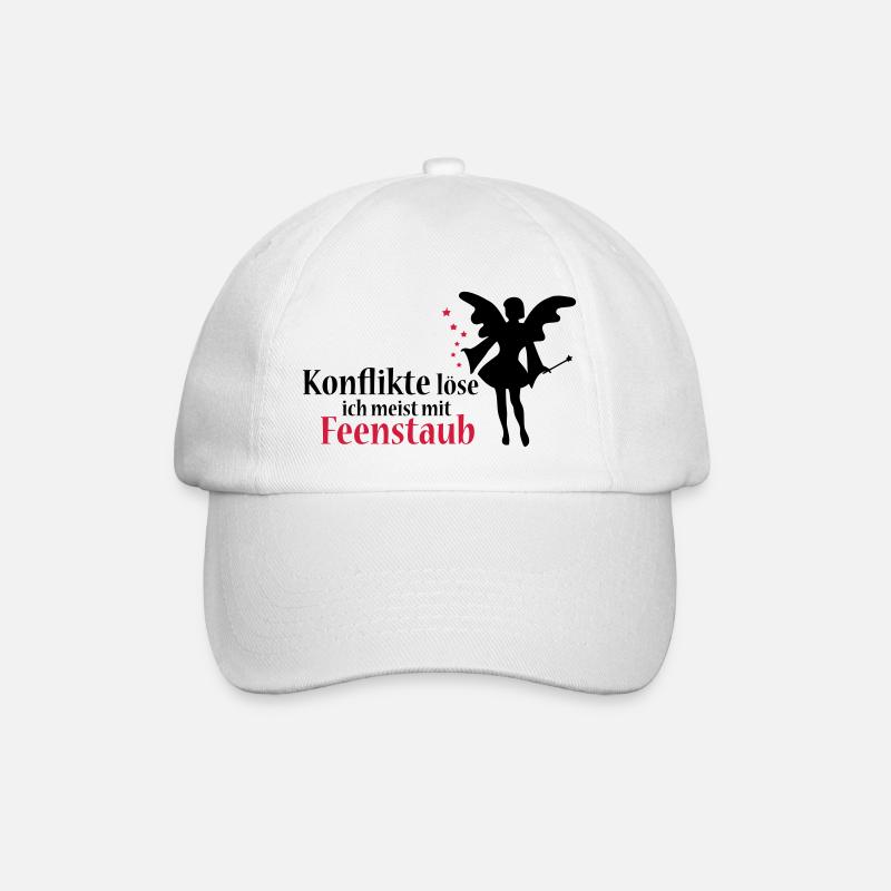 Konflikte löse ich meist mit Feenstaub (Spruch und - Baseballkappe - Weiß/Weiß