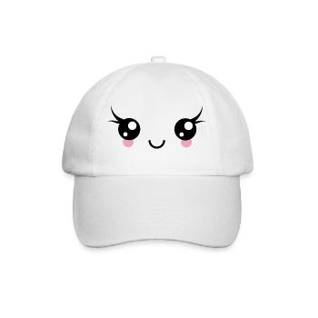 Happy Kawaii Augen Gesicht Emoji Emoticon Smi - Baseballkappe - Weiß/Weiß - Vorne