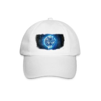 Wolf im Vollmond - Baseballkappe - Weiß/Weiß - Vorne