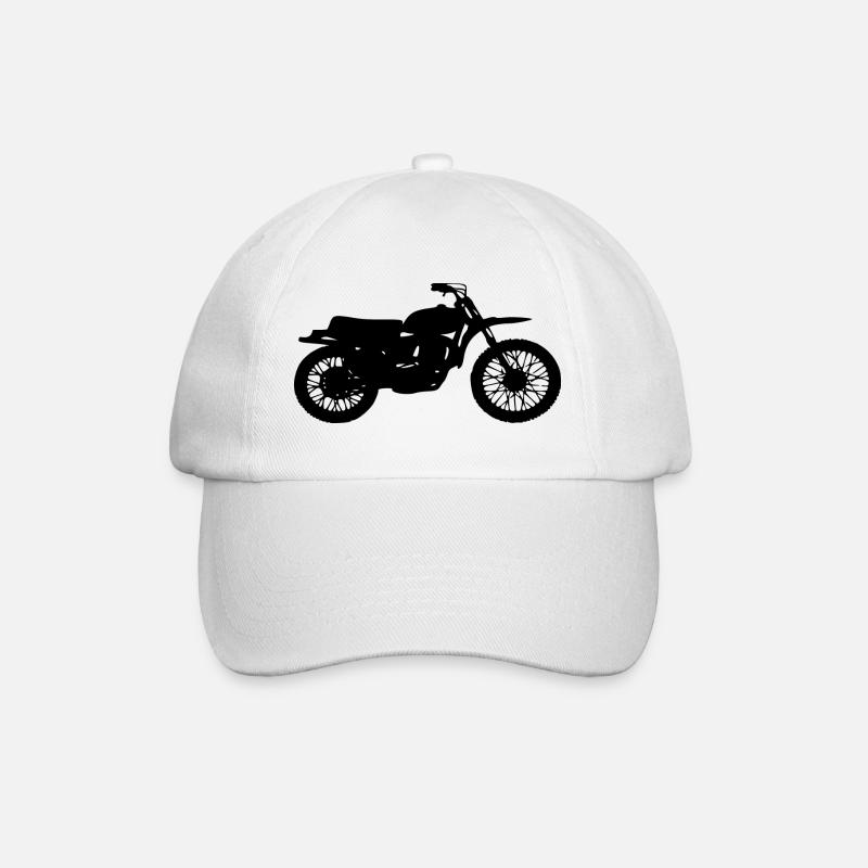 Enduro Motorad - Baseballkappe - Weiß/Weiß