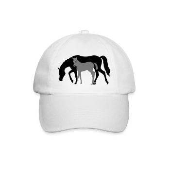 Mare and Foal Horse Design - Baseball Cap - white/white - Front
