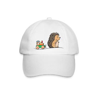 Hedgehog with wooden railroad - Baseball Cap - white/white - Front