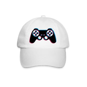 3d controller design logo clip art cool gamer zocke - Baseball Cap - white/white - Front