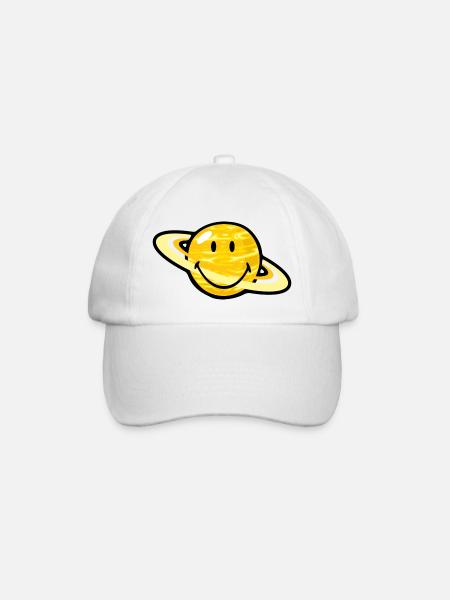 Smiley Saturn - Baseballkappe - Weiß/Weiß