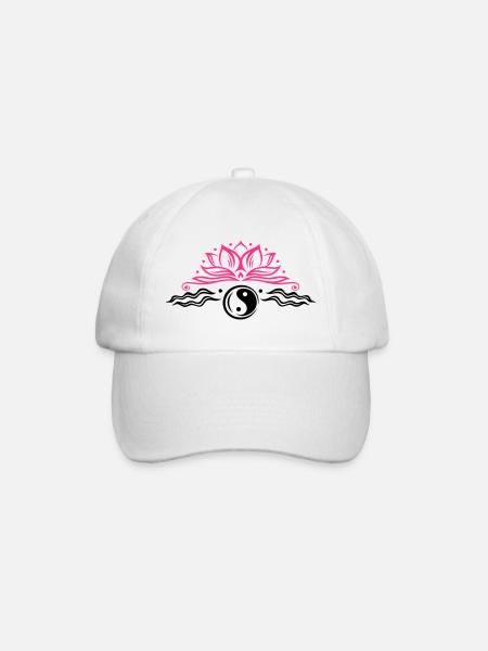 Lotus mit Yin & Yang Symbol - Casquette classique - blanc/blanc