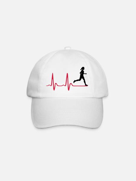 Running Woman, runner & heartbeat - Casquette classique - blanc/blanc