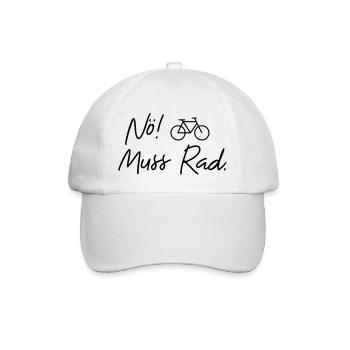 nö muss rad - Baseballkappe - Weiß/Weiß - Vorne