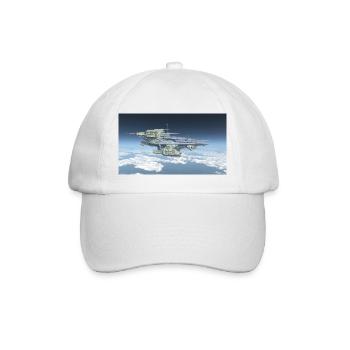 Ein riesiges Raumschiff über den Wolken - Baseballkappe - Weiß/Weiß - Vorne