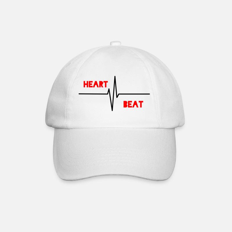 Heart Beat - Baseballkappe - Weiß/Weiß