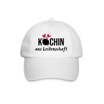 Köchin Leidenschaft Liebe Topf Herzen Kochen Gril - Baseballkappe - Weiß/Weiß - Vorne