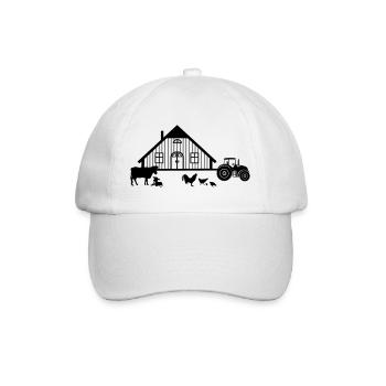 Farm tractor cow calf chickens rooster chicks - Baseball Cap - white/white - Front