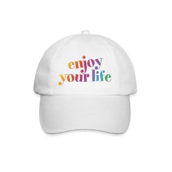 enjoy your life genieß dein Leben Regenbogen hygge - Baseballkappe - Weiß/Weiß - Vorne