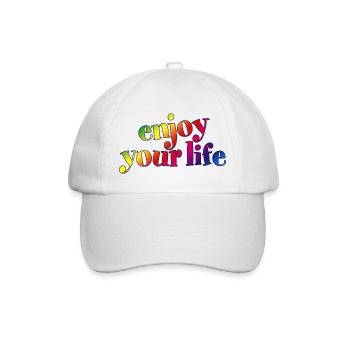enjoy your life genieß dein Leben Regenbogen hygge - Baseballkappe - Weiß/Weiß - Vorne