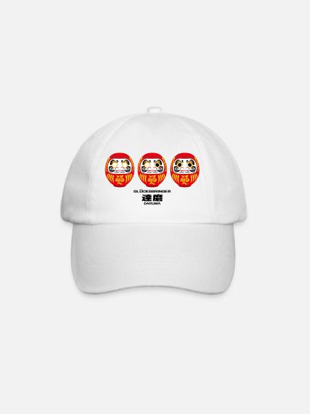 Daruma - Glücksbringer - Baseballkappe - Weiß/Weiß