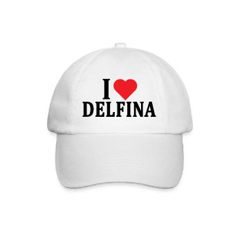 T-Shirt Ich liebe Delfina T-Shirt Geschenkidee - Baseballkappe - Weiß/Weiß - Vorne
