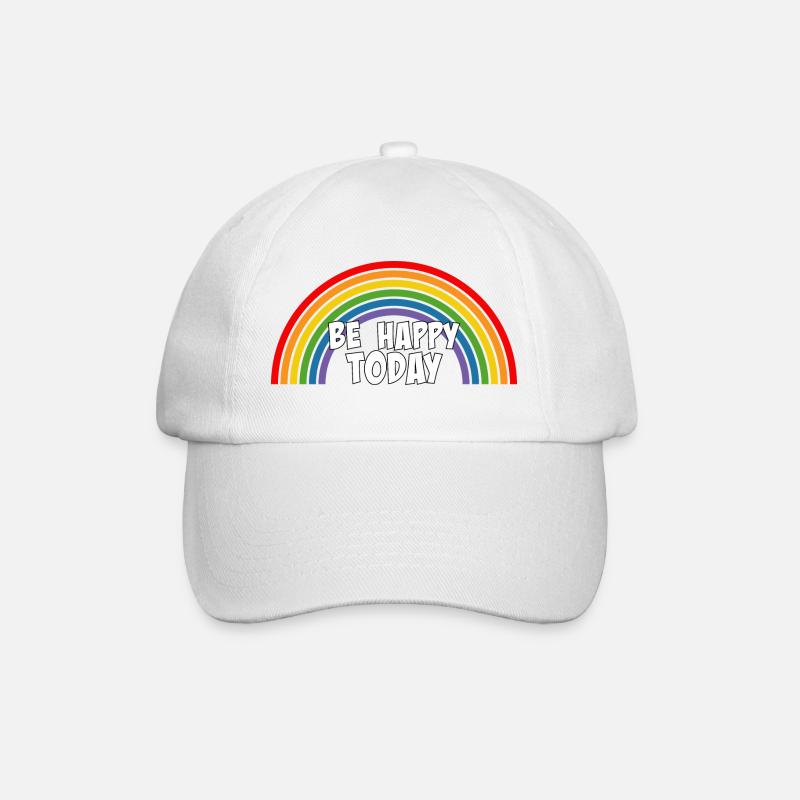 Regenbogen be happy today white - Baseballkappe - Weiß/Weiß