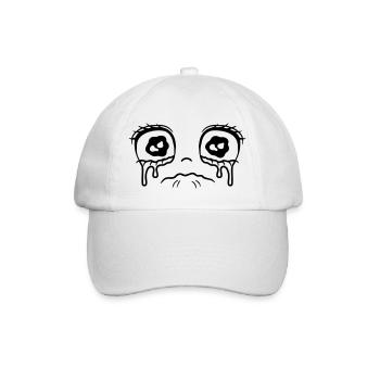 Crying sad girl face - Baseball Cap - white/white - Front