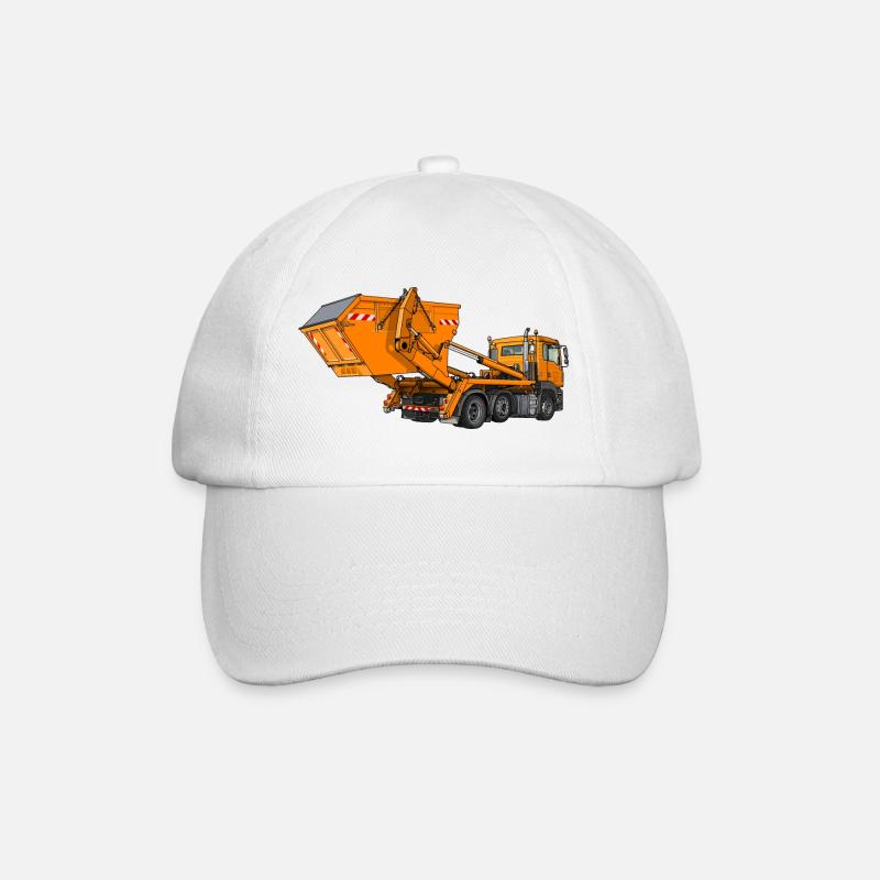 LKW mit Mulde, Absetzkipper - Baseballkappe - Weiß/Weiß