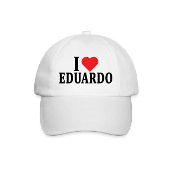 T-Shirt Ich liebe Eduardo T-Shirt Geschenkidee - Baseballkappe - Weiß/Weiß - Vorne