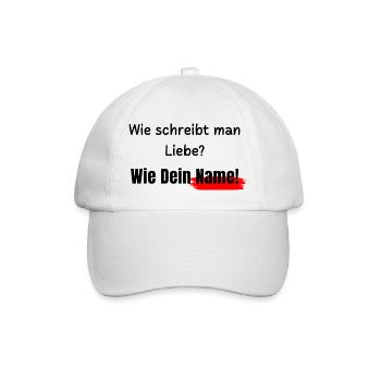 Wie schreibt man Liebe? - Baseballkappe - Weiß/Weiß - Vorne