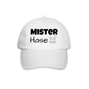 Mister Hase, Frühlingsmotiv mit Hasengesicht - Baseballkappe - Weiß/Weiß - Vorne