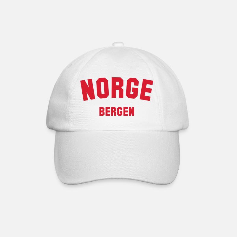 BERGEN, Norway Norwegen Norge - Baseballkappe - Weiß/Weiß