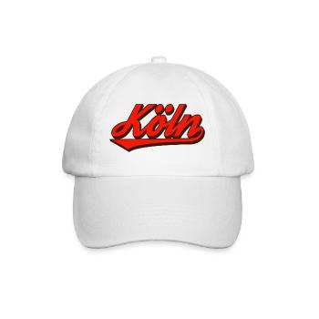 Köln Retro Script Logo Rot - Baseballkappe - Weiß/Weiß - Vorne