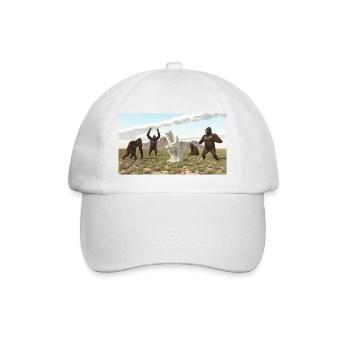 Gorillas mit Denker Skulptur - Baseballkappe - Weiß/Weiß - Vorne