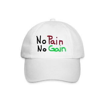 No Pain No Gain - Baseball Cap - white/white - Front