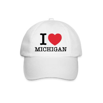 Ich liebe Michigan | Michigan | I Herz Michigan - Baseballkappe - Weiß/Weiß - Vorne
