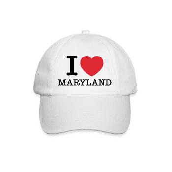 Ich liebe Maryland | Maryland | I Herz Maryland - Baseballkappe - Weiß/Weiß - Vorne