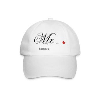 Personalisiertes T-Shirt mit passendem Paar Herr und Frau - Baseballkappe - Weiß/Weiß - Vorne