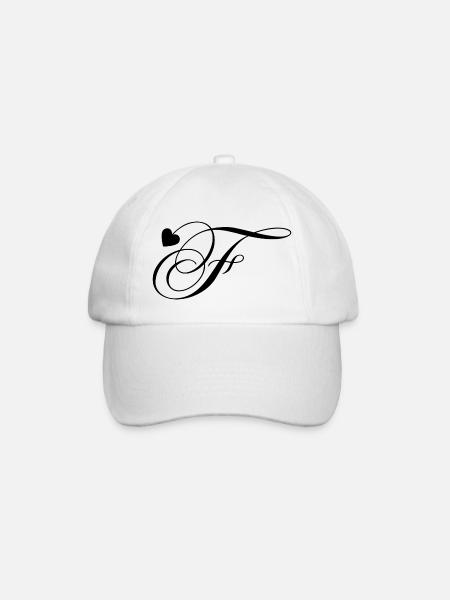 Lettre f calligraphie cœur - Casquette classique - blanc/blanc