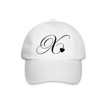 Buchstabe x Herz Kalligraphie - Baseballkappe - Weiß/Weiß - Vorne