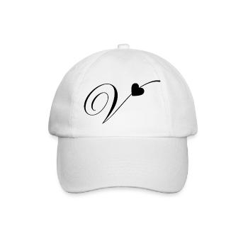 Letter v Heart Calligraphy - Baseball Cap - white/white - Front