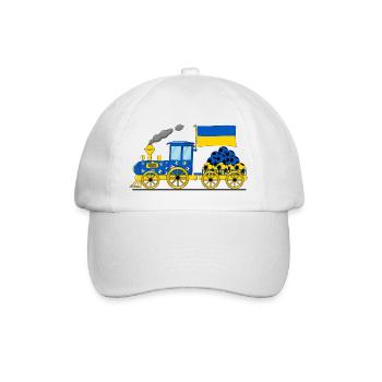 Ukraine Flagge Fußball Eisenbahn - Baseballkappe - Weiß/Weiß - Vorne