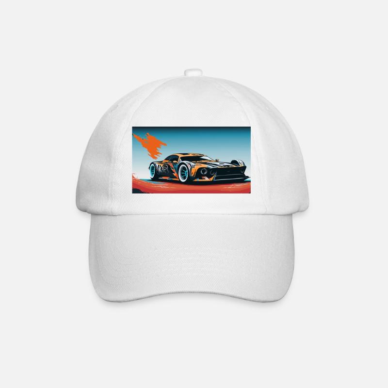 Voiture de course colorée - Casquette classique - blanc/blanc