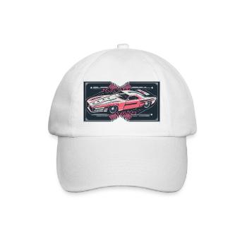Red Retro Racecar - Baseballkappe - Weiß/Weiß - Vorne