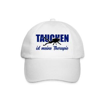Tauchen ist meine Therapie – Taucher-Spruch - Baseballkappe - Weiß/Weiß - Vorne