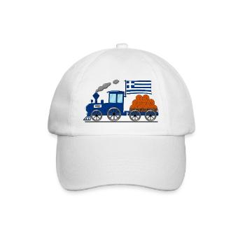 Greece Flag Basketball Railway - Baseball Cap - white/white - Front