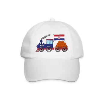 Kroatien Flagge Basketball Eisenbahn - Baseballkappe - Weiß/Weiß - Vorne