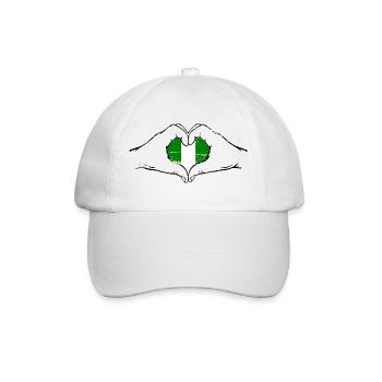 Nigeria Flag Heart Shape Used - Baseball Cap - white/white - Front