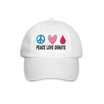 Peace Love Donate Blood Donation - Baseball Cap - white/white - Front